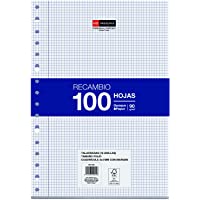 Miquel Rius Recambio 100 hojas- cuadrícula de 4 mm y margen- Tamaño Folio- 16 taladros- papel de 90 gr